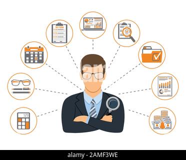 Wirtschaftsprüfung, Steuer, Buchhaltung Banner Stock Vektor