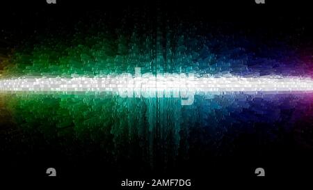 Abstrakte farbenfrohe Energiespritzkulisse. Abbildung: Soundkurve in Bewegung Stockfoto
