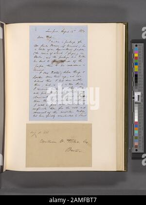 Ticknor, (William D), als bis 15. August, 1854 Wurde Die Digitalisierung durch ein Lead-Geschenk der Polonsky Foundation ermöglicht. Citation/Reference: Centenary Edition, XVII, The Letters 1853-1856, S.247, #743.; Ticknor, [William D.], als to. Aug. 15, 1854. Stockfoto