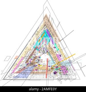 Dreieck mit farbigen geometrischen Formen Stock Vektor