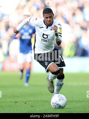 Der Rhian Brewster von Swansea City während des Sky Bet Championship Matches im Cardiff City Stadium. Stockfoto