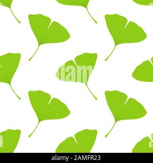 Ginkgo biloba hinterlässt ein nahtloses Muster. Vektorgrafiken. Stock Vektor