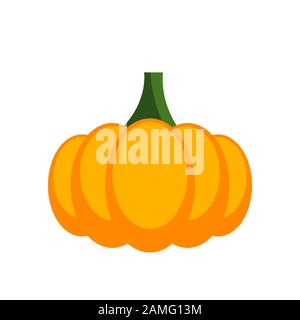 Kürbis isoliert auf weißem Hintergrund. Herbst Halloween Kürbis. Symbol für orangefarbenes Gemüse. Gesunde organische Lebensmittel. Superfood. Vektorgrafiken. Stock Vektor