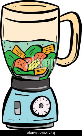 Abbildung: Frischobst-Blender-Juicer-Gerät Cartoon Stock Vektor