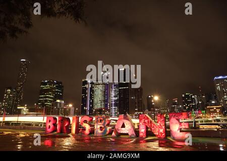 Das Stadtbild von Brisbane bei Nacht Stockfoto