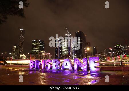 Das Stadtbild von Brisbane bei Nacht Stockfoto