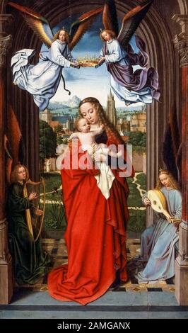 Gerard David, Jungfrau und Kind mit Vier Engeln, Gemälde, 1510-1515 Stockfoto