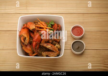 Krabbenmasala - leckere und gesunde Meeresfrüchte Stockfoto