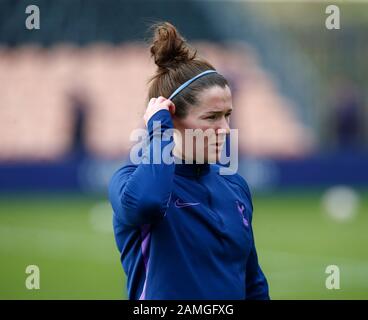 London, ENGLAND - 12. Januar: Emma Mitchell von Tottenham Hotspur Ladies während des Vorspiels während der Barclays FA Women's Super League zwischen Tottenham Hotspur und West Ham United im Hive Stadium, London, Großbritannien am 12. Januar 2020. (Foto von AFS/Espa-Images) Stockfoto