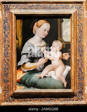 Italien Liguria La Spezia: Bürgermuseum Amedeo Lia: Anonym bei Raffaello: Madonna und Kind - 16. Jahrhundert Stockfoto