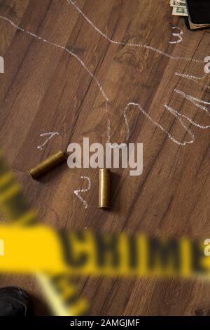 Kriminelle Szene Kontur Stockfoto