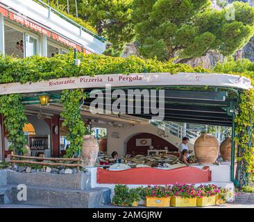 Pizzaria in Positano Stockfoto