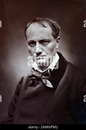 Woodburytyp-Porträt des französischen Dichters Charles Baudelaire oder Charles Pierre Baudelaire (1821-1867) Stockfoto