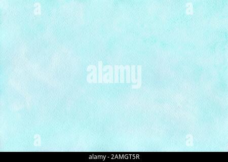 Sanfte blau Aquarell Hintergrund in Pastellfarben. Himmel blau Hintergrund mit Papier Textur. Der Himmel mit Wolken. Illustration von Hand gezeichnet. Stockfoto