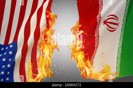 Iran Flagge und USA-Flagge. Krieg Konzept. 3D-Rendering Stockfoto