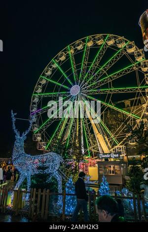 Le Castillet in Perpignan am Weihnachtsabend, Frankreich Stockfoto