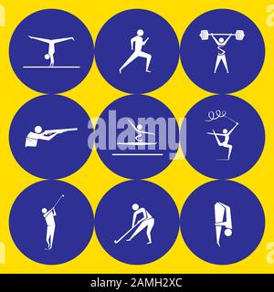 Sommer Olympic Sport Icons setzen Design. Vektor-Piktogramm für Web, Print und andere Projekte. Stock Vektor