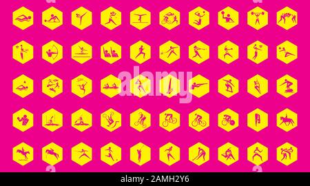 Sommer Olympic Sport Icons setzen Design. Vektor-Piktogramm für Web, Print und andere Projekte. Stock Vektor