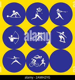 Sommer Olympic Sport Icons setzen Design. Vektor-Piktogramm für Web, Print und andere Projekte. Stock Vektor