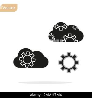 Symbol für Cloud-Speicher-Einstellungen flach. Abbildung isoliertes Vektorzeichen Stock Vektor