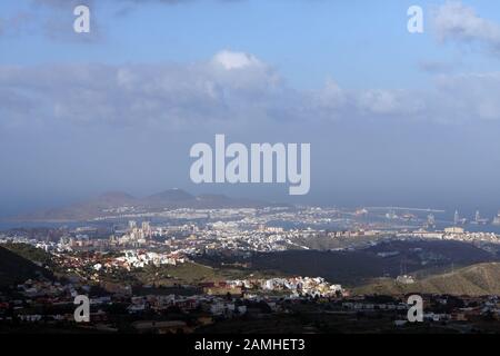 Blick vom Pico de Bandama auf Las Palmas de Gran Canaria, Kanarische Inseln, Spanien Stockfoto