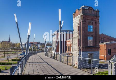 Felskletterwand und Brücke in Gronau, Deutschland Stockfoto