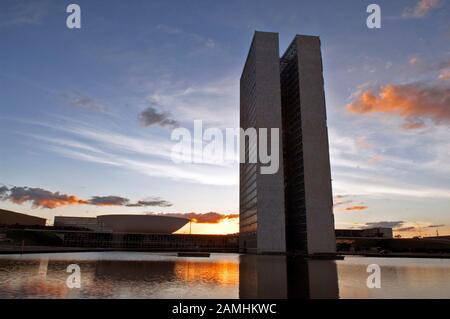 Congresso Nacional, Eixo Monumental, Brasília, DF, Brasilien Stockfoto