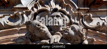 Detail der Kirche São Francisco de Assis, Ouro Preto, Minas Gerais, Brasilien Stockfoto