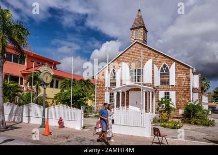 Methodistische Kirche an der Front Street, Philipsburg, Sint Maarten, St. Maarten, Niederländische Antillen, Westindien, Karibik. Stockfoto