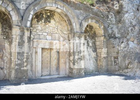 Bet She'arim Nationalpark außerhalb der Höhle von Rabbi Yehuda Hanassi in Kiryat Tiv'on Israel im Juni 2019 Stockfoto