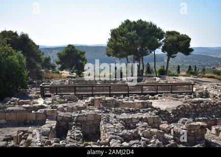 Bäume und Trümmer im Sephoris Zippori National Park in Zentralgaliläa Israel Stockfoto