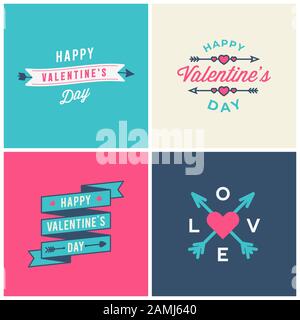 Set mit typografischen Grußkarten für den Valentinstag. Vektorgrafiken Stock Vektor