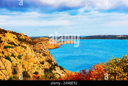 Natur von Capo Ferro an der Costa Smeralda Sardinien Reflex Stockfoto