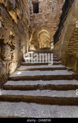 Inneres von Ajloun Castle, Bergfestung, Ajloun, auch Ajlun, Hochland, Jordanien, Naher Osten, Asien Stockfoto