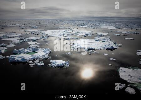 Meereis, Packeis und Landschaften, Franz Josef Land Stockfoto