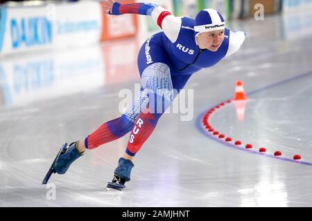 Daria Kachanova (RUS 1000 Meter bei ISU-Europameisterschaften Im Speed-Skating am 12. Januar 2020 in Heerenveen, Niederlande. Kredit: SCS/Soenar Chamid/AFLO/Alamy Live News Stockfoto