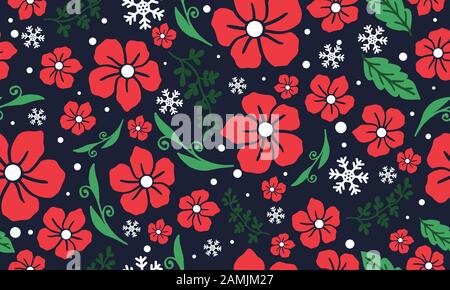 Antike und elegante Tapeten für Weihnachten mit niedlichem Blatt- und Blumenhintergrund. Stock Vektor
