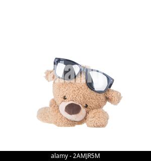 Spielzeug oder Teddybär tragen eine Brille mit neuem Konzept Stockfoto
