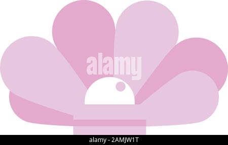 Meereslebewesen, Seeschell mit Perlen Cartoon Meeresfauna Tier auf weißem Hintergrund Stock Vektor