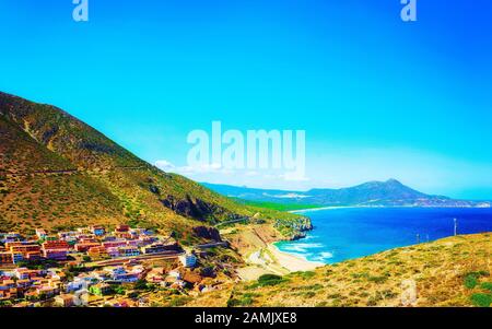 Bugerru Stadt und Strand in Südsardinien Reflex Stockfoto