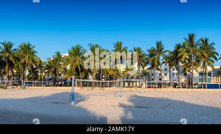 Miami Beach am Morgen, Ocean Drive, Miami, Florida. Stockfoto