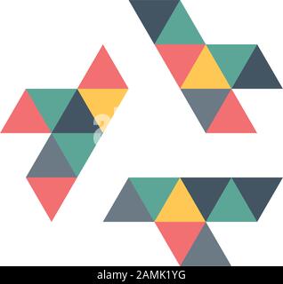 Geometrische Elemente, verbundene Formen, Geschäftsidentitätskonzept. Kreative Unternehmensvorlage. Darstellung des Vektors isoliert Stock Vektor