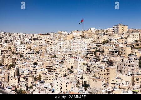 Blick auf die Stadt von der Zitadelle, Zitadelle von Amman, dichtes Wohngebiet im Downtown, Kapital, Amman, Jordanien, Naher Osten, Asien Stockfoto