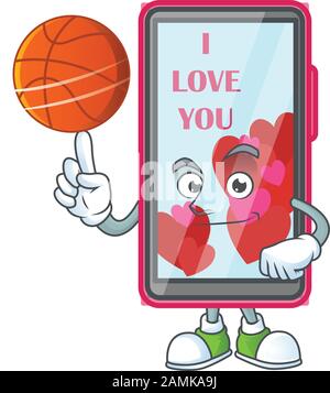 Ein Gesundes Smartphone liebt Zeichentrickfiguren, die Basketball spielen Stock Vektor