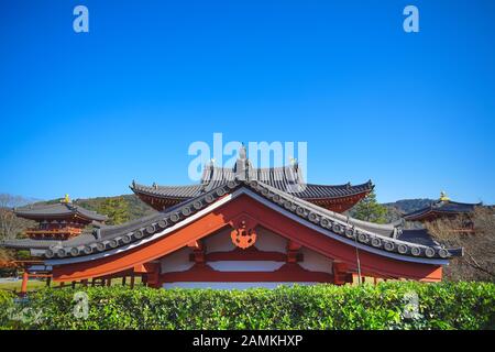 Die berühmte Phoenix Hall oder Hoodo-Halle in Byodoin(Byodo-in) Tempel in Uji City, Kyoto, Japan. Stockfoto