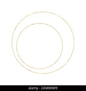 Gold geometrische Kristall Rahmen mit detaillierten Vektor Folie Textur. Isolierte Golden Thin Line Art oder eines linearen Kreis oder Runde strukturierten Rahmen. Im Art déco-Stil und modernen Stil. Sparkle Glitter Staub Stock Vektor