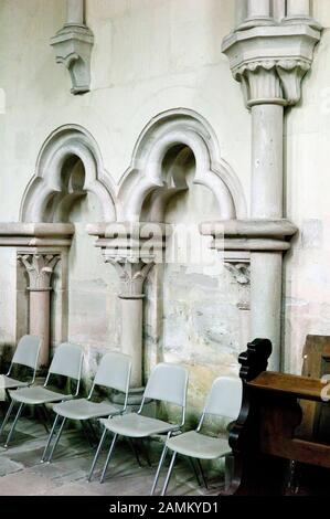 Die Michaelskapelle in der Mariä-Himmelfahrts-Kirche des Klosters Ebrach im Steigerwald, die im Jahr 1803 aufgelöst wurde. Die im frühgotischen Stil erbaute ehemalige Abteikirche wurde von dem Würzburger Hofbildhauermeister Materno Bossi zwischen den Jahren von der Zeit zwischen den Jahren 7991 im Stil des Frühklassizismus umgestaltet. [Automatisierte Übersetzung] Stockfoto