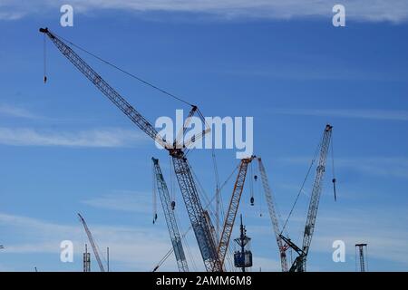 Bauarbeiten für die Messe für Bau- und Bergbaumaschinen BAUMA 2016 im Messegelände in Riem. [Automatisierte Übersetzung] Stockfoto