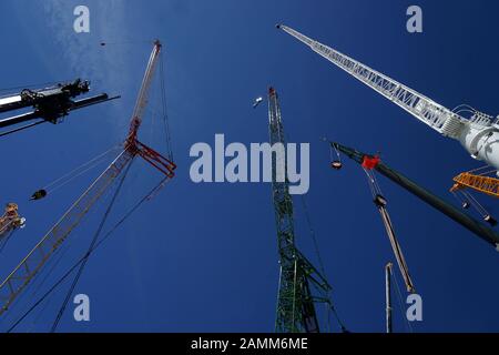 Bauarbeiten für die Messe für Bau- und Bergbaumaschinen BAUMA 2016 im Messegelände in Riem. [Automatisierte Übersetzung] Stockfoto