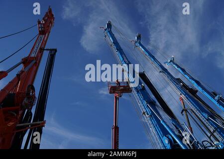 Bauarbeiten für die Messe für Bau- und Bergbaumaschinen BAUMA 2016 im Messegelände in Riem. [Automatisierte Übersetzung] Stockfoto